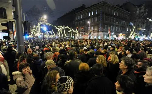 Demonstration gegen Verfassung und Einparteienherrschaft in Ungarn