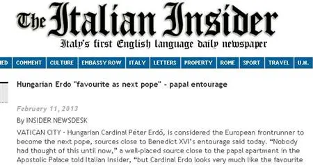 Wird Ungarn Papst? Italienische Zeitung sieht Kardinal Erdö als "Favorit"
