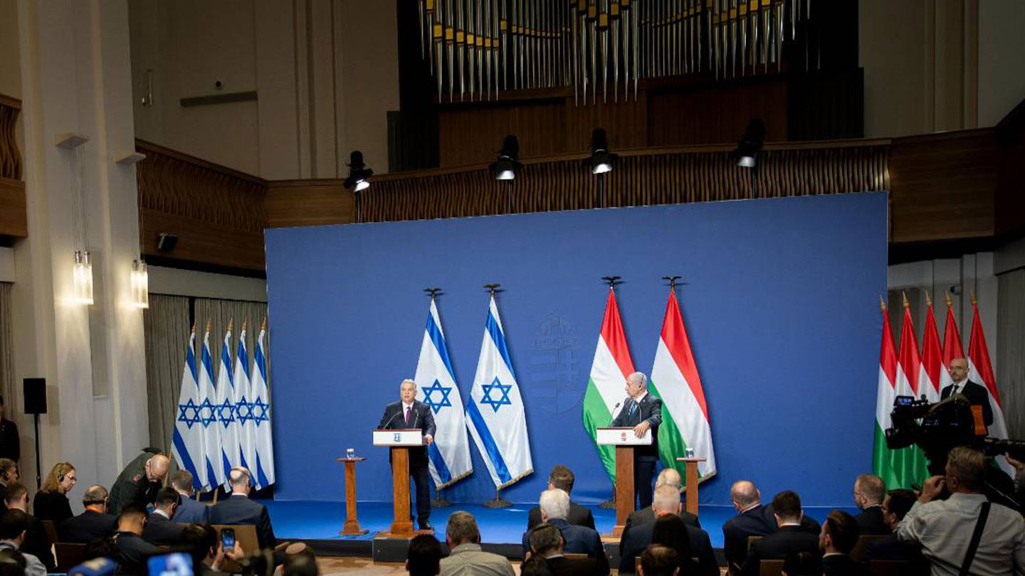 Viktor Orban und Benjamin Netanjahu bei der Gemeinsamen Presserklärung in Budapest