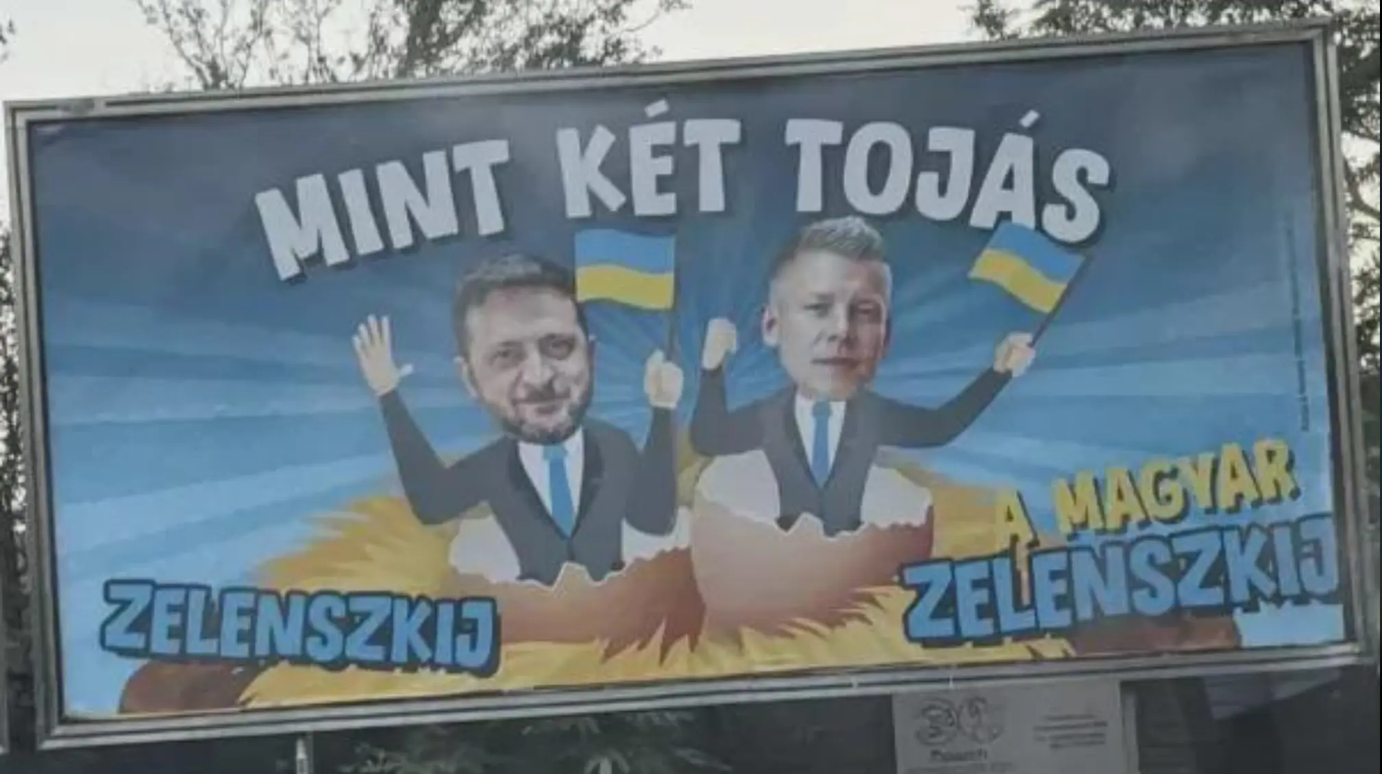 Propagandaplakate der Fidesz setzen Zelenskyi und Magyar gleich