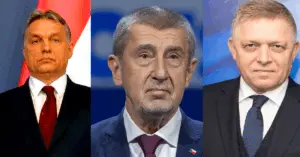 Photos: Visit of Robert Fico, Slovak Prime Minister, to the European Commission © European Union, 2025. Andrej Babiš in February 2025. Vox España. Orbán Viktor - Wikimedia Commons