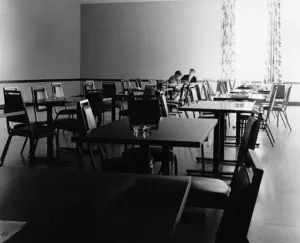 Almost empty dining hall at Arlington State College's Hereford Student Center