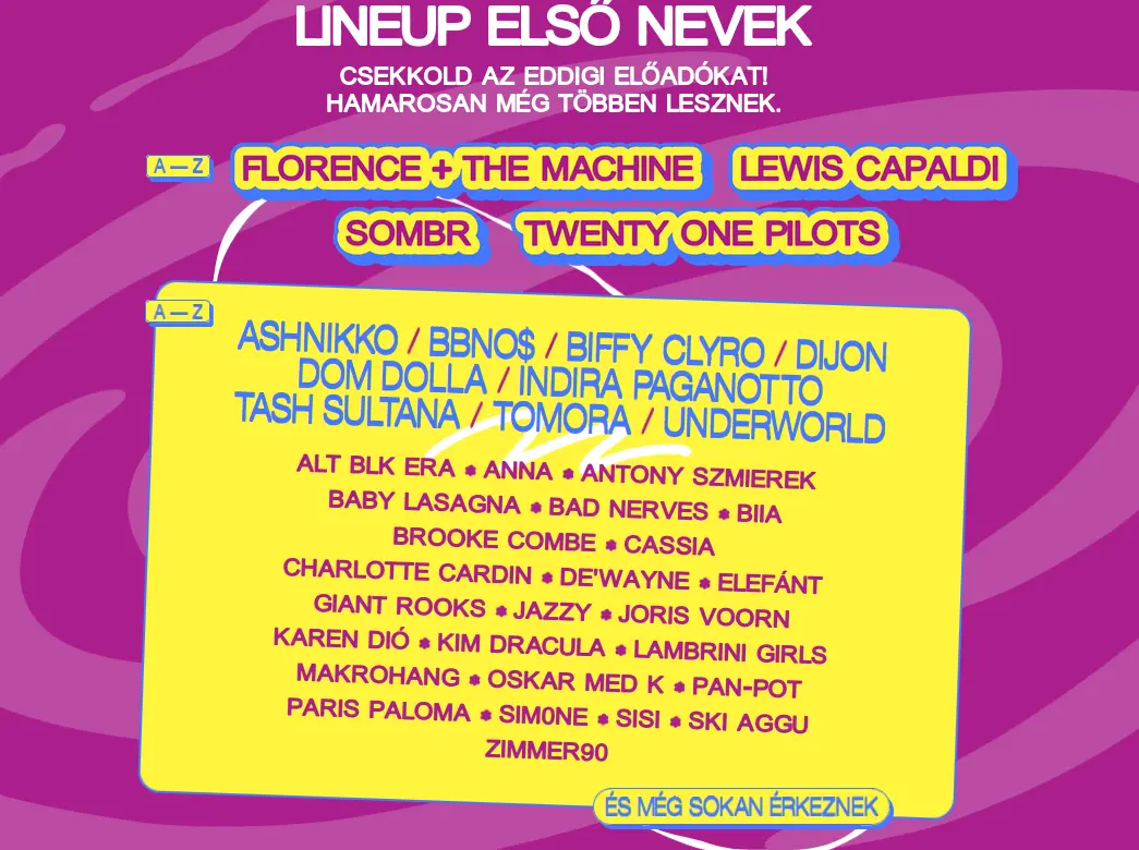 Erstes Lineup des Sziget 2026