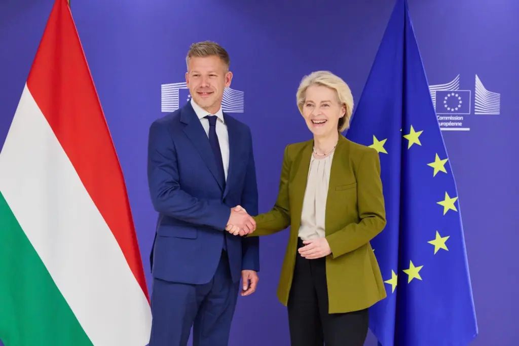 Péter Magyar bei seinem Treffen mit der EU-Kommissionspräsidentin Ursula von der Leyen in Brüssel. (Foto: Péter Magyars Facebook-Seite)