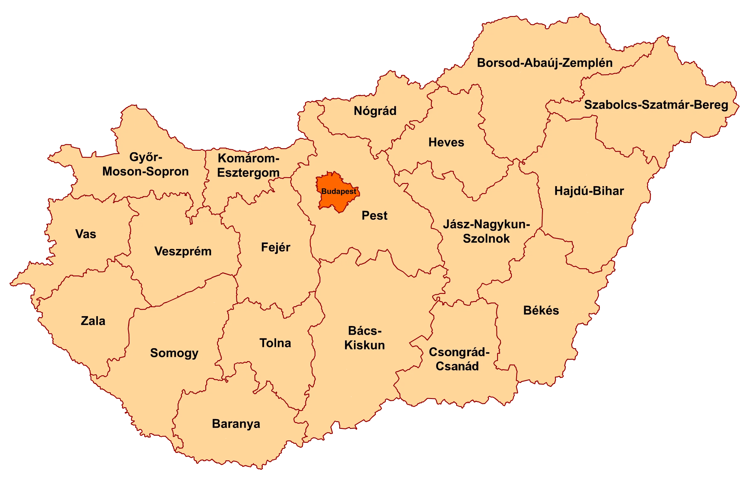 Counties of Hungary 2020