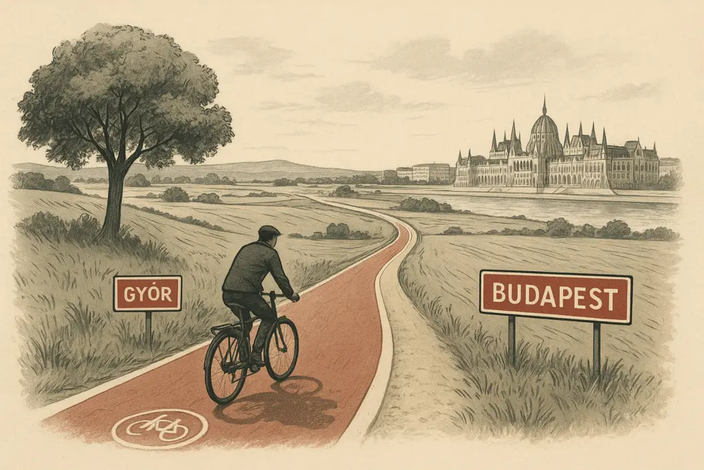 Fahrradweg zwischen Győr und Budapest