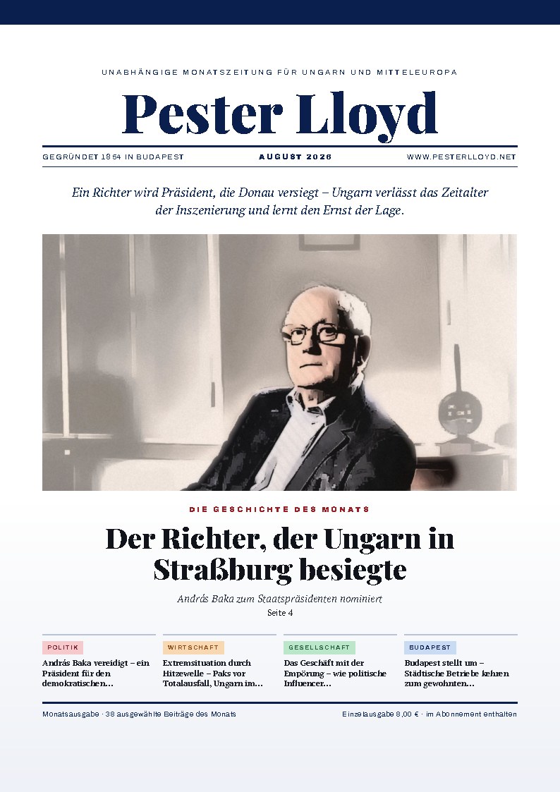 Pester Lloyd – Monatsausgabe August 2026 – Titelseite